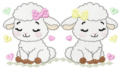Sheep embroidery design - Farm Animal Lamb machine embroidery pattern - Newborn Baby Girl file - Instant digital download pes jef dst