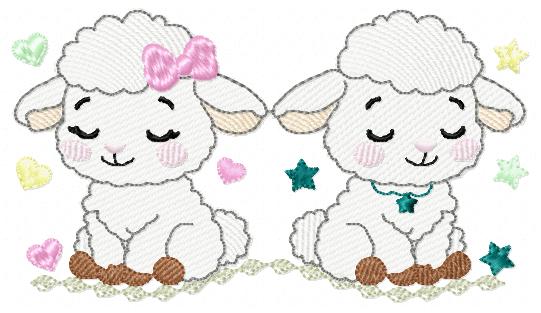 Sheep embroidery design - Farm Animal Lamb machine embroidery pattern - Newborn Baby Girl file - Instant digital download pes jef dst
