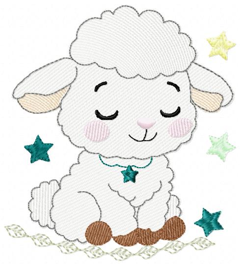 Sheep embroidery design - Farm Animal Lamb machine embroidery pattern - Newborn Baby Girl file - Instant digital download pes jef dst