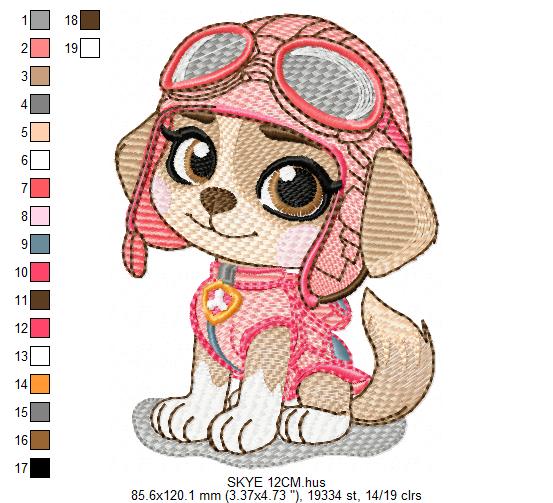 Paw Patrol embroidery designs - Dog Skye machine embroidery patterns - Baby Girl Boy file - Instant digital download - Zuma Chase Rubble Skye Marshall (Copy) Marcia Embroidery
