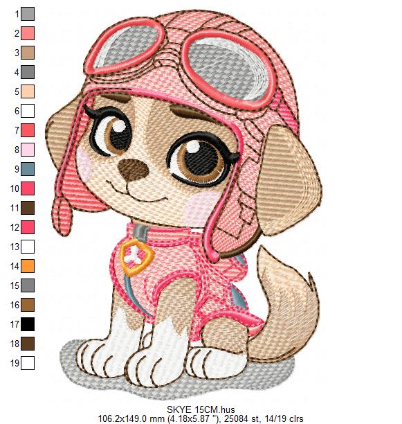 Paw Patrol embroidery designs - Dog Skye machine embroidery patterns - Baby Girl Boy file - Instant digital download - Zuma Chase Rubble Skye Marshall (Copy) Marcia Embroidery