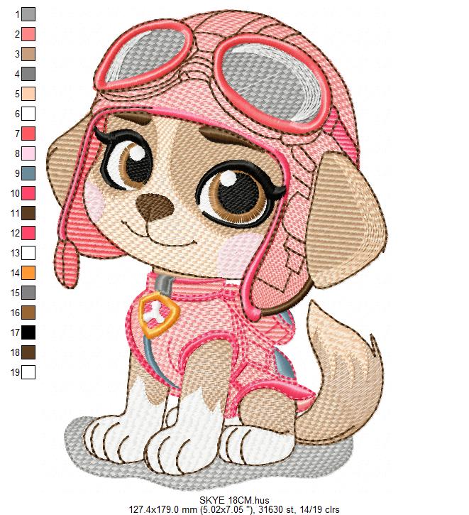 Paw Patrol embroidery designs - Dog Skye machine embroidery patterns - Baby Girl Boy file - Instant digital download - Zuma Chase Rubble Skye Marshall (Copy) Marcia Embroidery