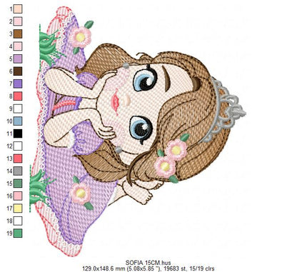 Sofia embroidery designs - Disney Princess machine embroidery patterns - Baby Girl file - Instant digital download pes jef dst exp hus vp3 Marcia Embroidery