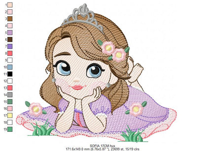 Sofia embroidery designs - Disney Princess machine embroidery patterns - Baby Girl file - Instant digital download pes jef dst exp hus vp3 Marcia Embroidery