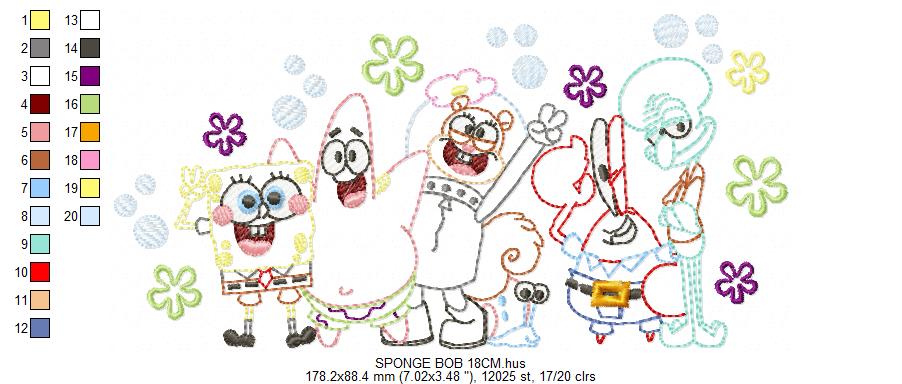 SPONGE BOB embroidery designs - SPONGE BOB embroidery design machine embroidery pattern - Puppy embroidery file - instant download pes (Copy) Marcia Embroidery