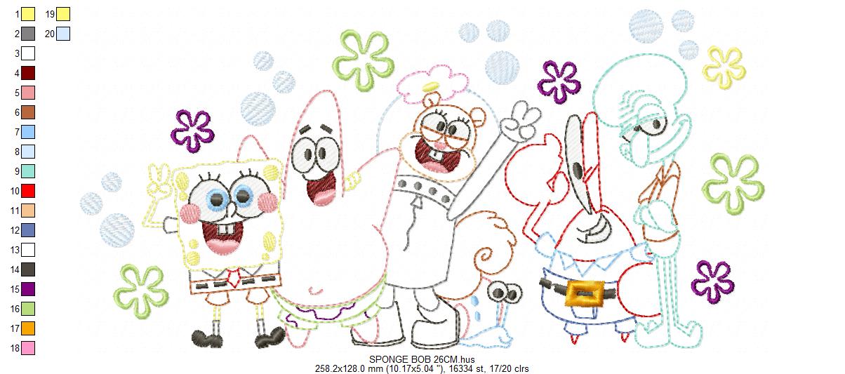 SPONGE BOB embroidery designs - SPONGE BOB embroidery design machine embroidery pattern - Puppy embroidery file - instant download pes (Copy) Marcia Embroidery
