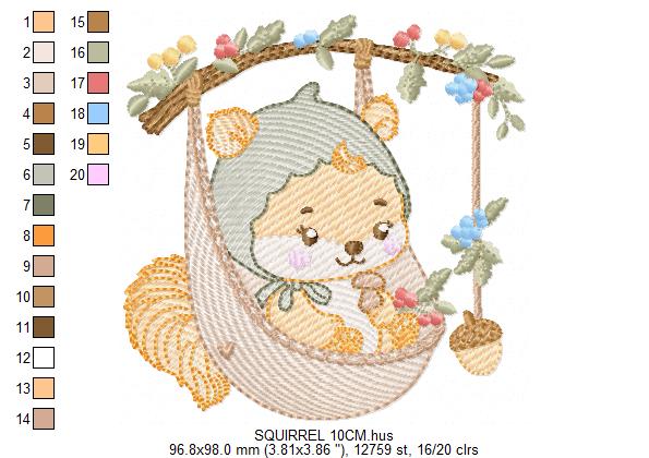 Squirrel embroidery designs - Woodland Forest Animal embroidery design machine embroidery pattern - Raccoon with mushrooms - Instant download (Copy) Marcia Embroidery