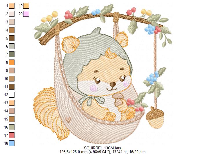 Squirrel embroidery designs - Woodland Forest Animal embroidery design machine embroidery pattern - Raccoon with mushrooms - Instant download (Copy) Marcia Embroidery