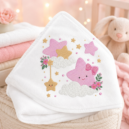 Stars and flowers embroidery design - Baby Girl and Boy machine embroidery pattern - Boho stars with leaves - Instant digital download jef pes