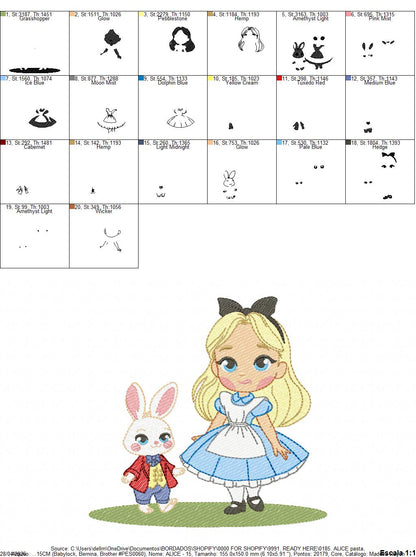 Alice embroidery design - Disney Princess machine embroidery patterns - Instant digital download (Copy) Marcia Embroidery