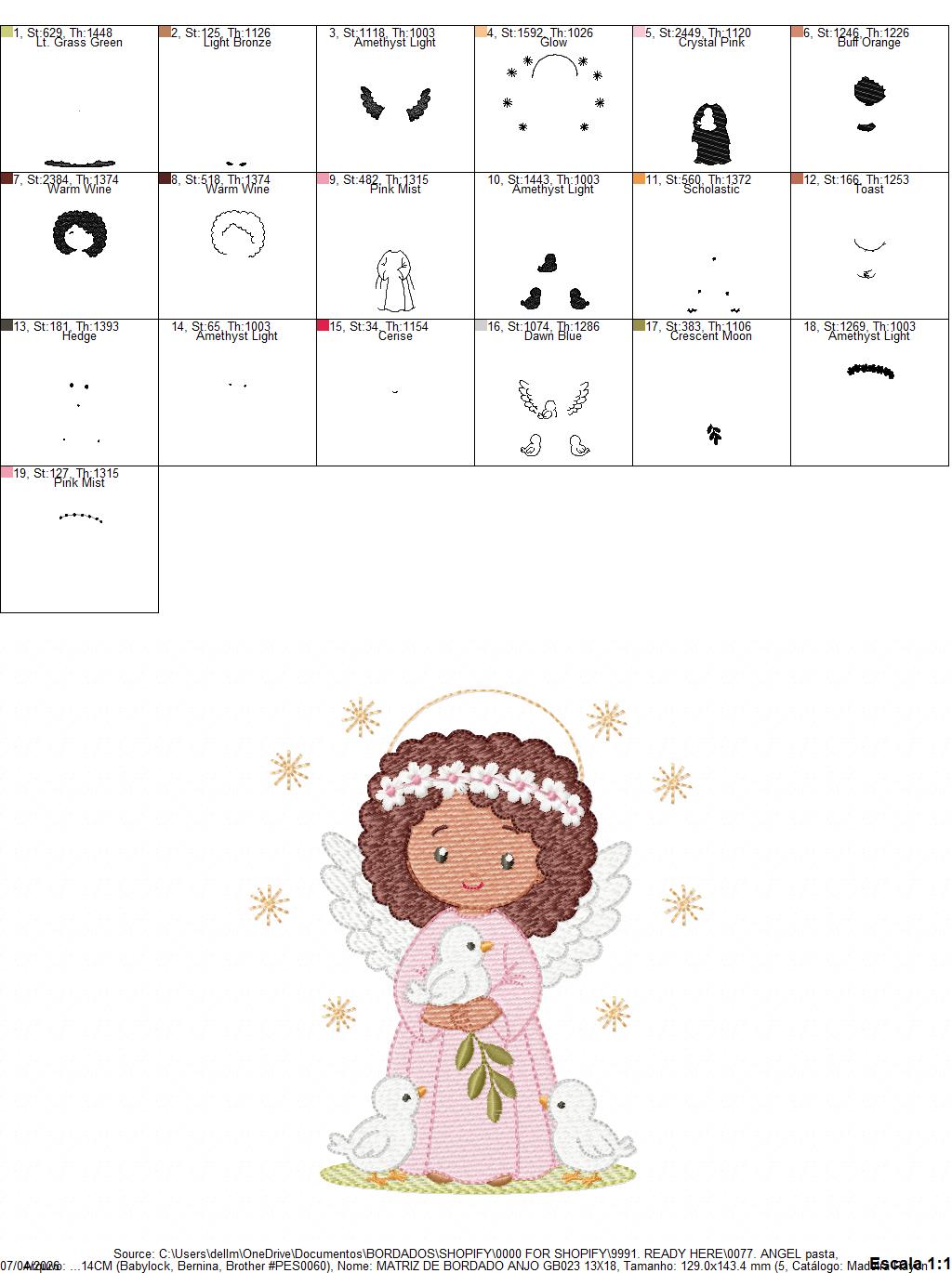 Angel embroidery designs - Angelic Baby girl with doves machine embroidery pattern - Girl with wings and halo file - Instant download pes (Copy) Marcia Embroidery
