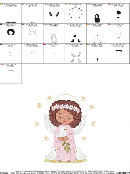 Angel embroidery designs - Angelic Baby girl with doves machine embroidery pattern - Girl with wings and halo file - Instant download pes (Copy) Marcia Embroidery