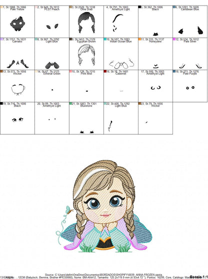 Princess Anna embroidery designs - Disney Princess machine embroidery pattern - Baby Girl Frozen Princess file - Instant digital download pes jef dst hus vp3 - Marcia Embroidery