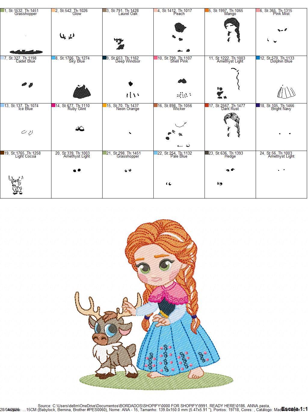 Anna embroidery design - Disney Princess machine embroidery patterns - Instant digital download (Copy) Marcia Embroidery