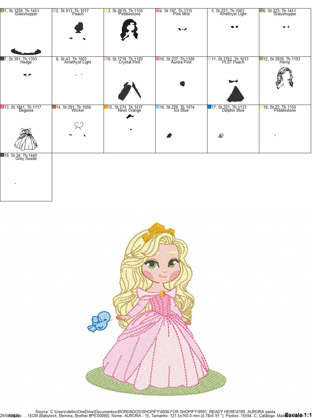 Aurora embroidery design - Disney Princess machine embroidery patterns - Instant digital download (Copy) Marcia Embroidery