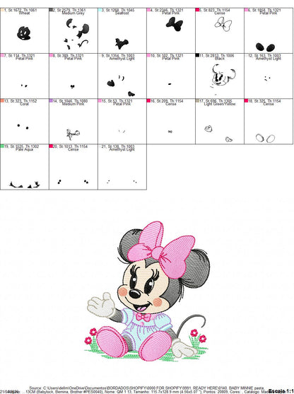 Minnie embroidery design - Minnie Mouse machine embroidery pattern - Baby Girl file - Instant digital download (Copy) Marcia Embroidery