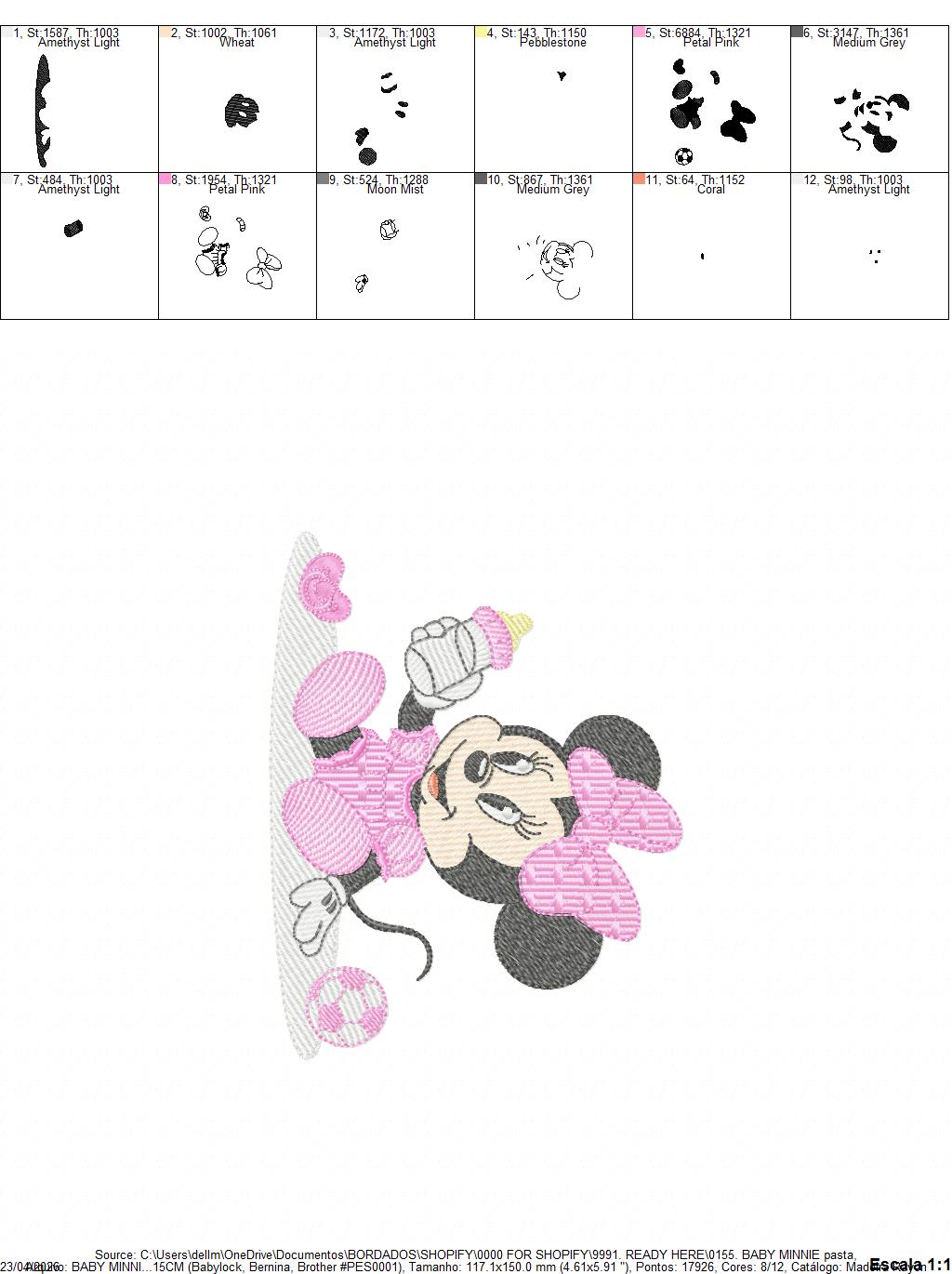 Minnie embroidery design - Minnie Mouse machine embroidery pattern - Baby Girl file - Instant digital download pes jef dst (Copy) Marcia Embroidery