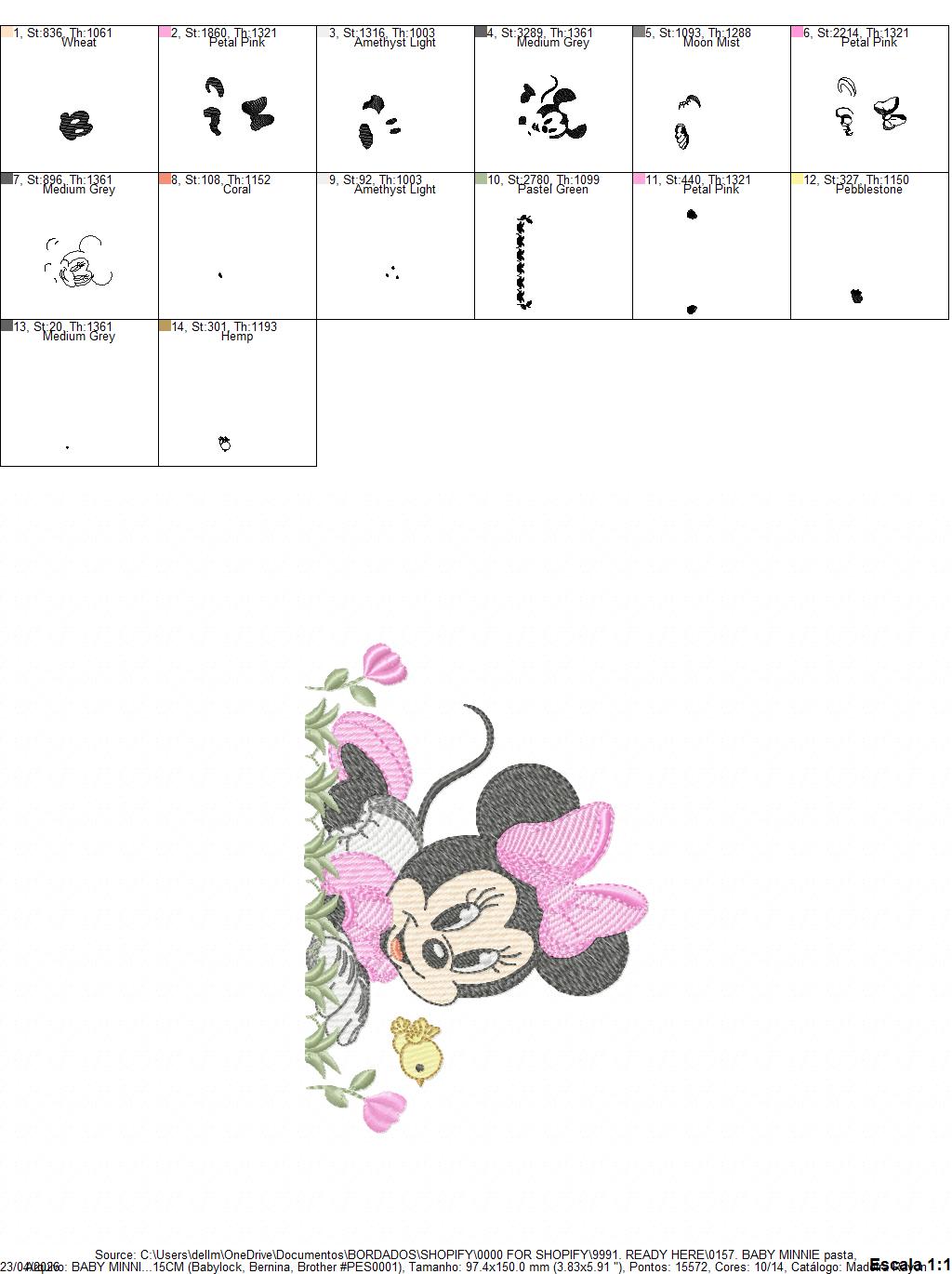 Minnie embroidery design - Minnie Mouse machine embroidery pattern - Baby Girl file - Instant digital download pes jef dst (Copy) Marcia Embroidery