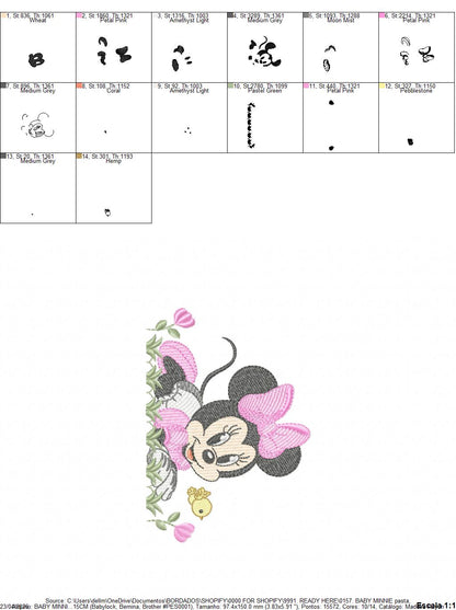 Minnie embroidery design - Minnie Mouse machine embroidery pattern - Baby Girl file - Instant digital download pes jef dst (Copy) Marcia Embroidery