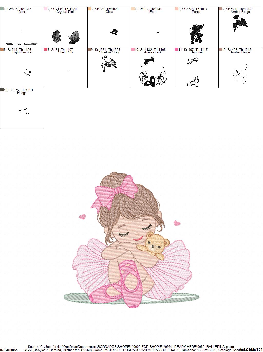 Long hair Ballerina embroidery designs - Ballet dancer machine embroidery pattern - Baby girl file - Instant download pes jef dst vp3 xxx (Copy) Marcia Embroidery
