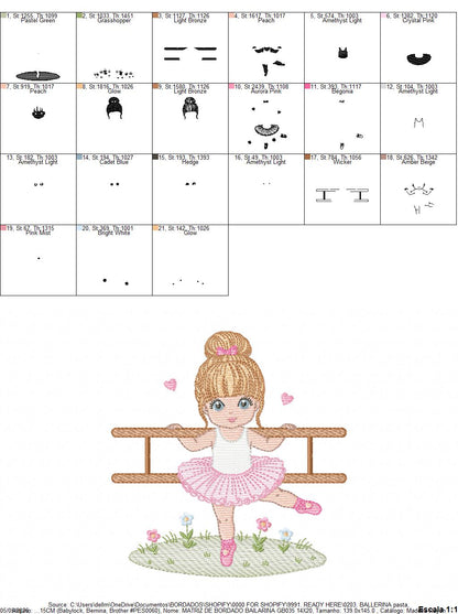 Ballerina embroidery design - Ballet dancer machine embroidery pattern - Baby girl file - Instant download pes jef Marcia Embroidery