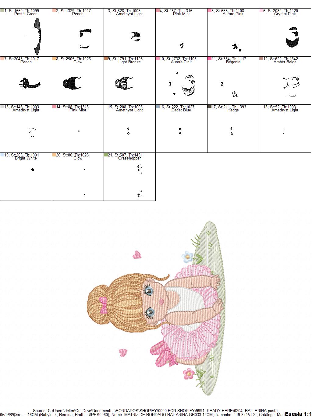 Ballerina embroidery design - Ballet dancer with tutu machine embroidery pattern - Baby girl file - Instant download pes jef dst Marcia Embroidery