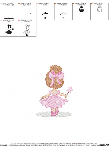 Ballerina embroidery designs - Ballet dancer machine embroidery pattern - Baby girl file - Instant download (Copy) Marcia Embroidery