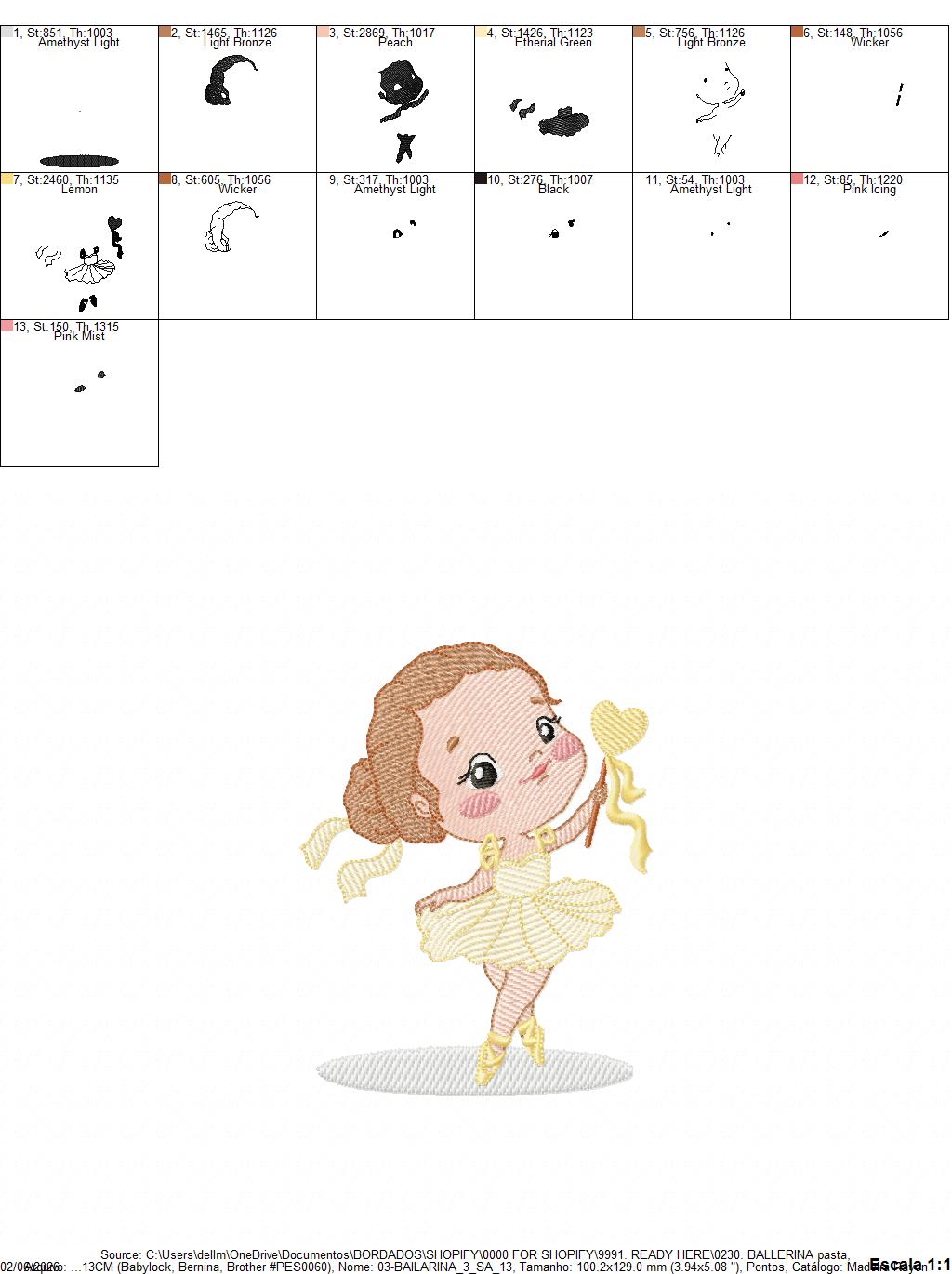 Ballerina embroidery design - Ballet dancer with tutu machine embroidery pattern - Baby girl file - Instant digital download pes jef dst