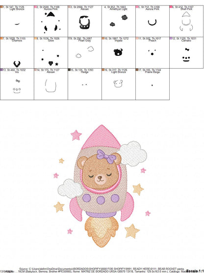 Space Rocket embroidery designs - Rocket with stars machine embroidery pattern - Baby Boy file - Instant digital download pes jef dst (Copy) Marcia Embroidery