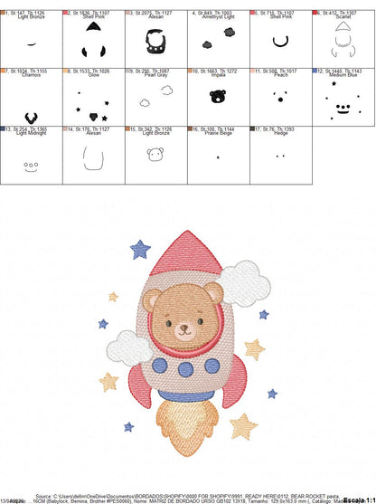 Space Rocket embroidery designs - Rocket with stars machine embroidery pattern - Baby Boy file - Instant digital download pes jef dst (Copy) Marcia Embroidery