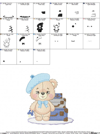 Bear with toys embroidery designs - Bear embroidery design machine embroidery pattern - Baby boy embroidery file - instant download train (Copy) Marcia Embroidery