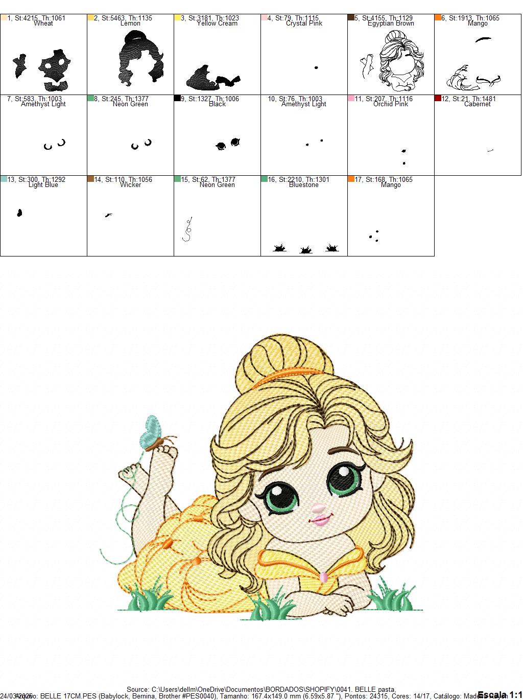 Belle embroidery designs - Disney Princess machine embroidery patterns - Baby girl file - Instant digital download pes jef dst exp hus vp3 - Marcia Embroidery