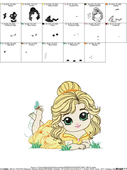 Belle embroidery designs - Disney Princess machine embroidery patterns - Baby girl file - Instant digital download pes jef dst exp hus vp3 - Marcia Embroidery