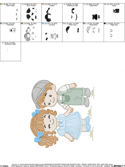 Baby boy and girl embroidery design - Brother and Sister embroidery designs machine embroidery pattern - kid embroidery file - children toddler - Digital download
