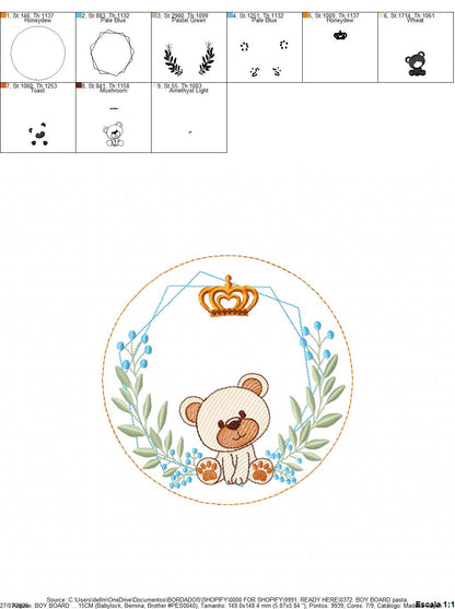 Monogram Frame embroidery design - Boy Birth Announcement machine embroidery pattern - Instant digital download pes jef