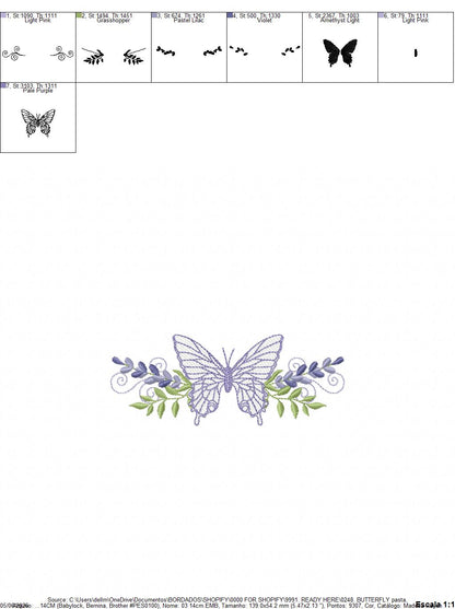 Butterfly embroidery design - Delicate butterfly with laurel frame machine embroidery pattern - Baby Girl file - Instant digital download pes jef dst (Copy) (Copy) Marcia Embroidery
