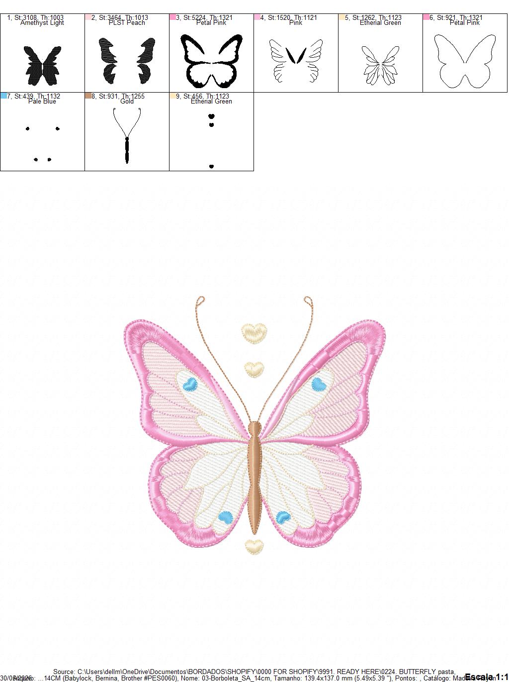 Butterfly embroidery design - Delicate butterfly with flowers machine embroidery pattern - Baby Girl file - Instant digital download pes (Copy) Marcia Embroidery