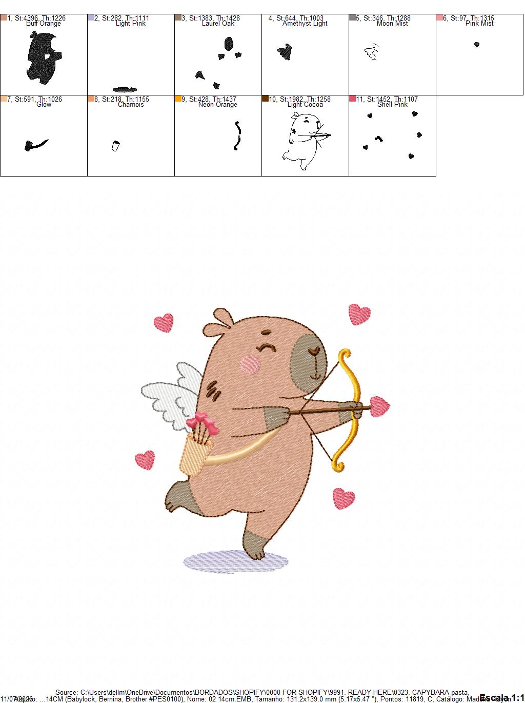 Capybara embroidery designs - Water river animal machine embroidery pattern - Baby boy and girl big guinea pig with bow tie file - Instant download pes jef dst hus