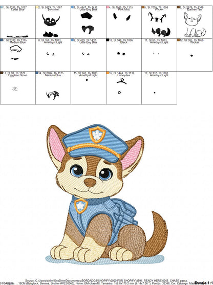 Paw Patrol embroidery designs - Dog Chase machine embroidery patterns - Baby Girl Boy file - Instant digital download pes jef dst exp hus vp3 - Zuma Chase Rubble Skye Marshall Everest Ryder Rocky - Marcia Embroidery
