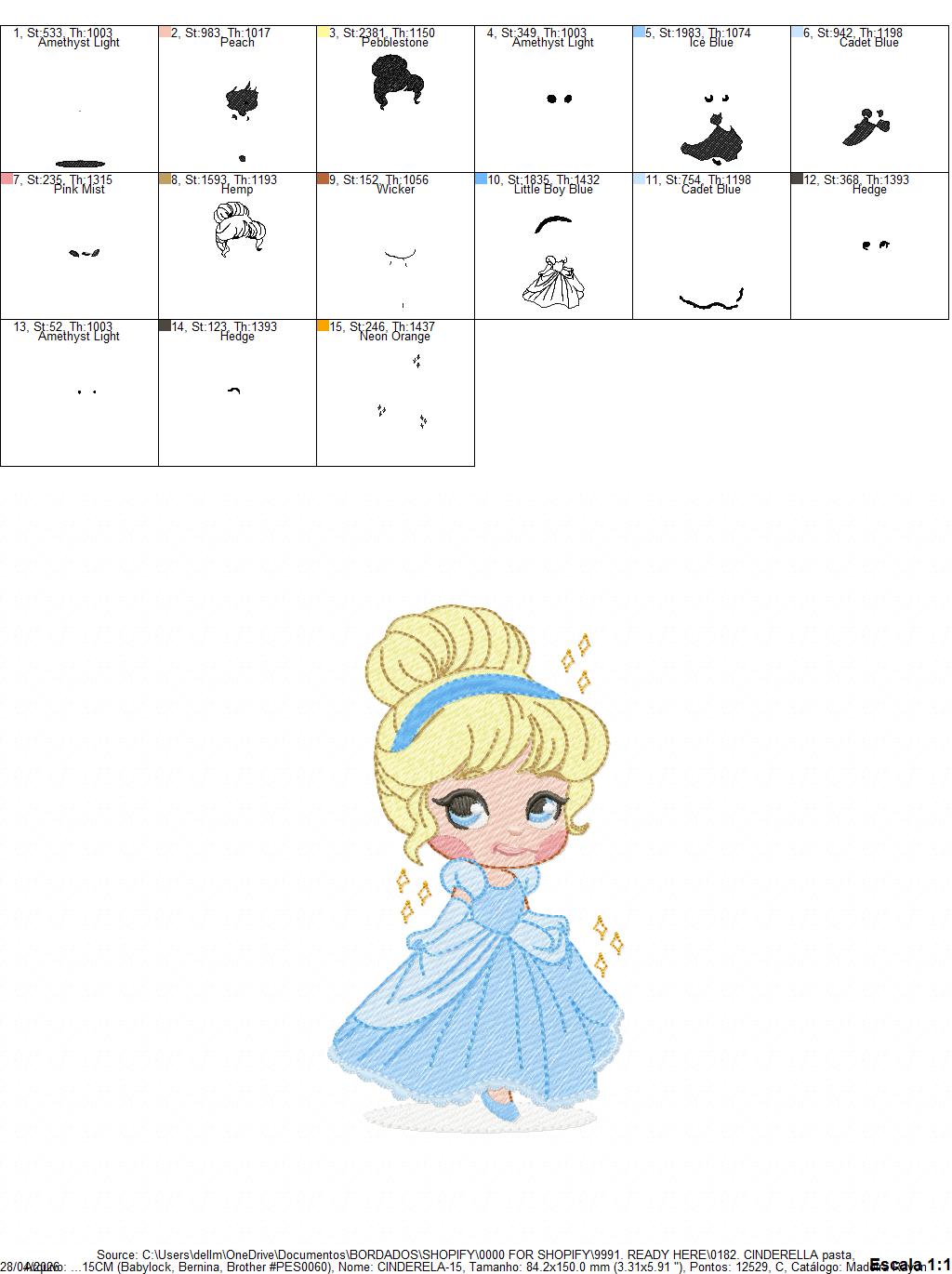 Cindarella embroidery design - Disney Princess machine embroidery patterns - Instant digital download (Copy) (Copy) Marcia Embroidery