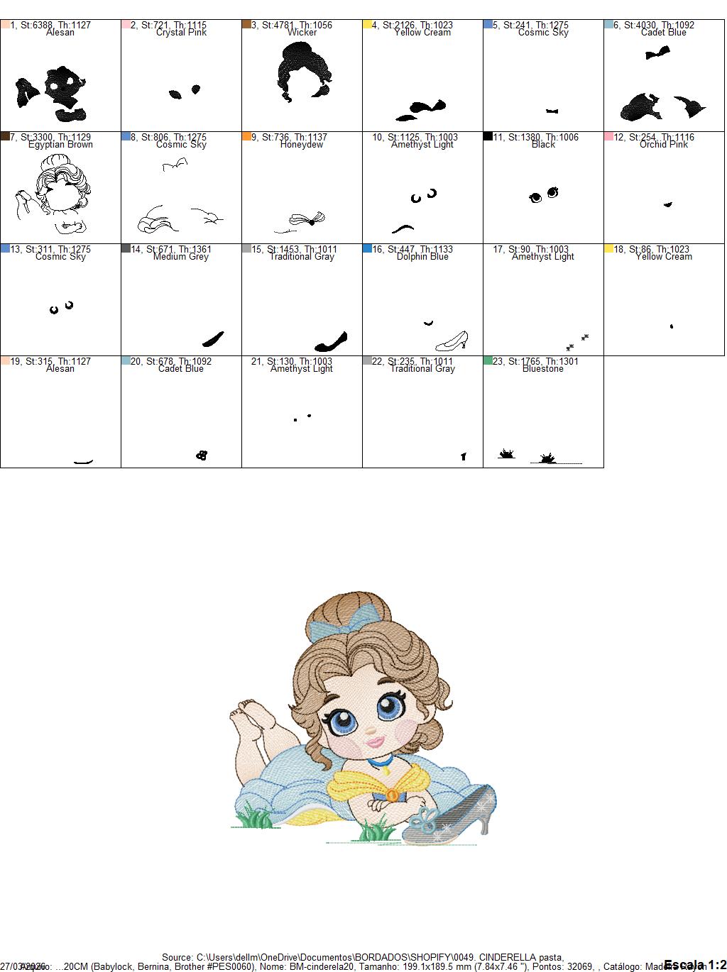 Cinderella embroidery designs - Disney Princess machine embroidery patterns - Baby Girl file - Instant digital download Marcia Embroidery