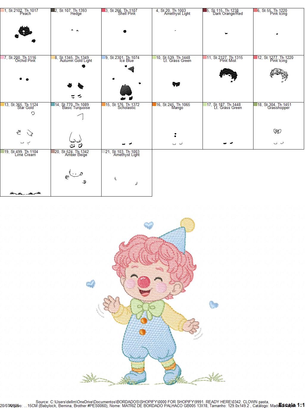 Circus Clown embroidery designs - Boy Clown with funny hat machine embroidery pattern - Baby Boy file - Instant digital download pes jef dst hus