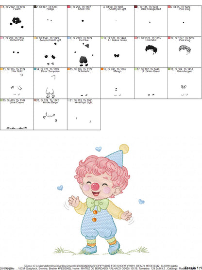 Circus Clown embroidery designs - Boy Clown with funny hat machine embroidery pattern - Baby Boy file - Instant digital download pes jef dst hus