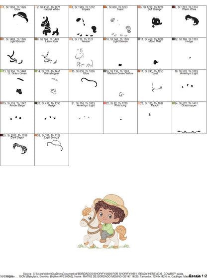 Cowboy Embroidery Design – Baby Boy Country Ranch Wrangler File (Instant Download)