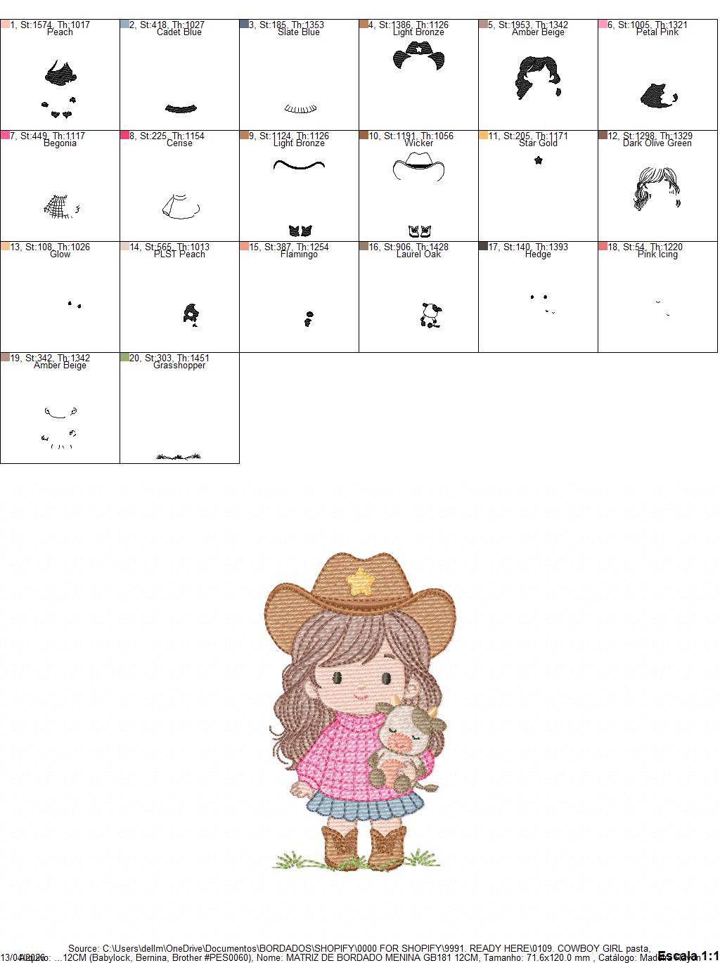 Cowgirl embroidery designs - Cowboy embroidery design machine embroidery pattern - Baby girl embroidery file - Farm cowboy hat wrangler (Copy) Marcia Embroidery