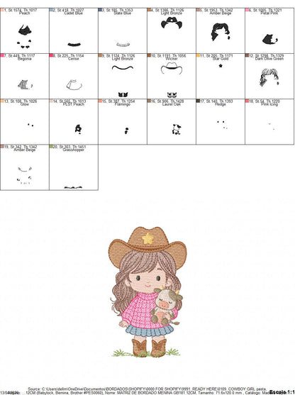 Cowgirl embroidery designs - Cowboy embroidery design machine embroidery pattern - Baby girl embroidery file - Farm cowboy hat wrangler (Copy) Marcia Embroidery
