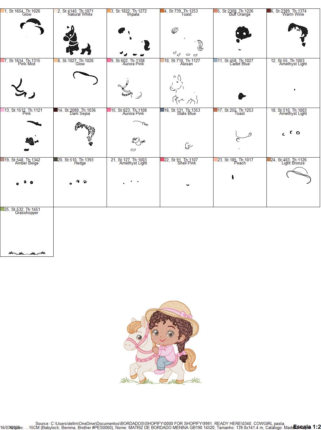 Cowgirl Embroidery Design – Baby girl Country Ranch Wrangler File (Instant Download)