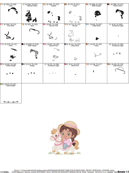 Cowgirl Embroidery Design – Baby girl Country Ranch Wrangler File (Instant Download)