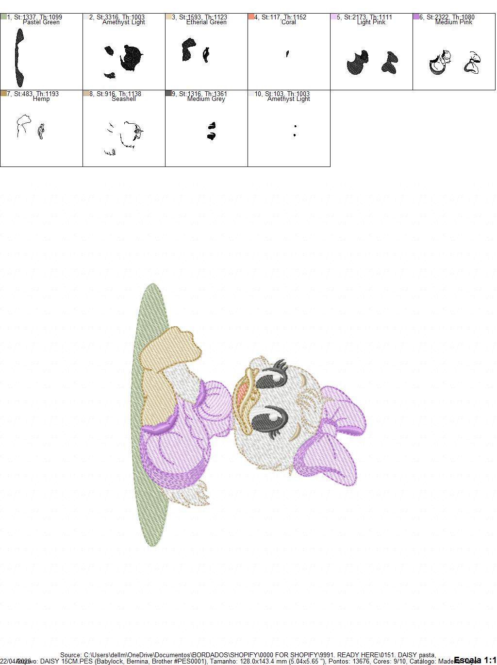 DAISY embroidery design - Minnie Mouse machine embroidery pattern - Baby Girl file - Instant digital download pes jef dst (Copy) Marcia Embroidery