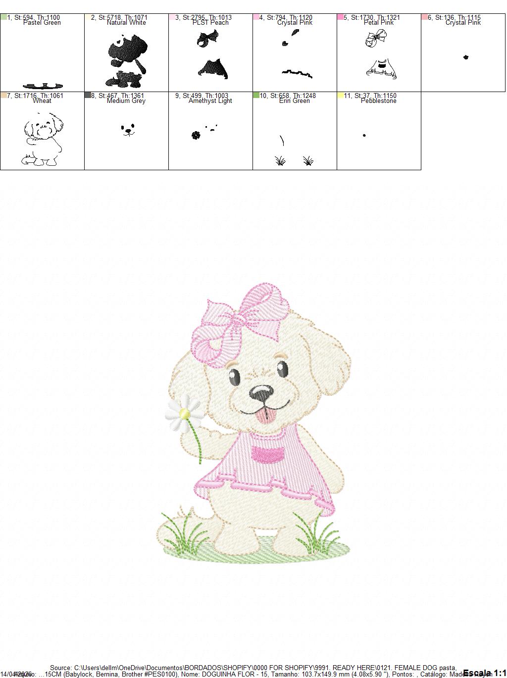 Female Dog embroidery designs - Doggie embroidery design machine embroidery pattern - Puppy embroidery - Pet embroidery - instant download (Copy) Marcia Embroidery
